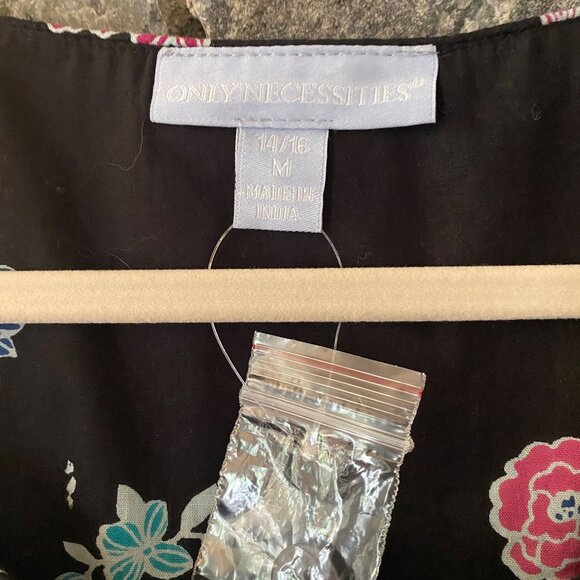 ONLY NECESSITIES SHORT SLEEVE MAXI LOUNGE DRESS BLACK FLORAL PRINT, NWT SZ14/16 - Picture 4 of 6